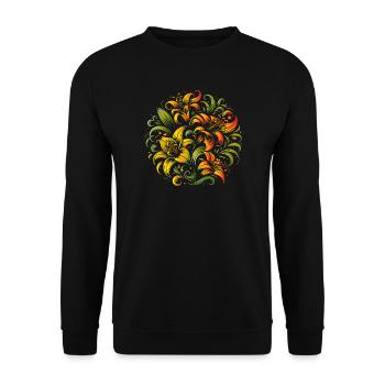 bunter Lilien Strauß elegant und geschwungen - Unisex Pullover - Schwarz - Vorne - Alina (178cm) & Michal (187cm)