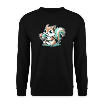 Cute cartoon squirrel with ice cream - Unisex Sweatshirt - black - Front - Alina (178cm) & Michal (187cm)
