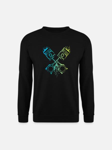 v8 Kolben Auto Flammen musclecar Motor Farben Logo - Unisex Pullover - Schwarz