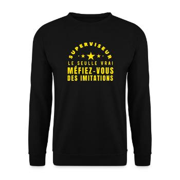 Die echte Aufseher-Geschenkidee - Unisex Pullover - Schwarz - Vorne - Alina (178cm) & Michal (187cm)