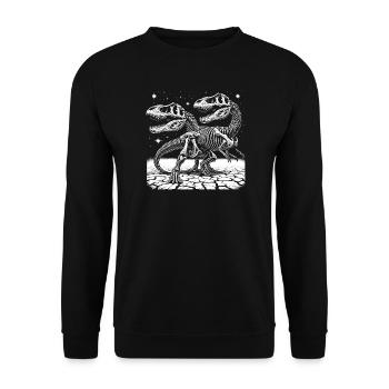 Black and white dinosaur skeletons for dinosaur fans - Unisex Sweatshirt - black - Front - Alina (178cm) & Michal (187cm)