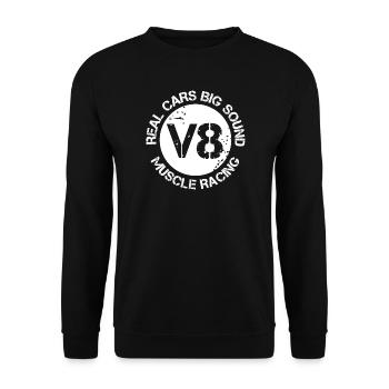 v8 emblem Auto Logo musclecars Motor Sound icon - Unisex Pullover - Schwarz - Vorne - Alina (178cm) & Michal (187cm)