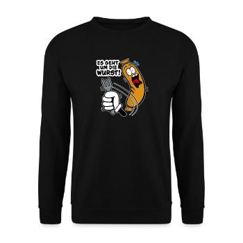 Es geht um die Wurst - Unisex Pullover - Schwarz - Vorne - Alina (178cm) & Michal (187cm)