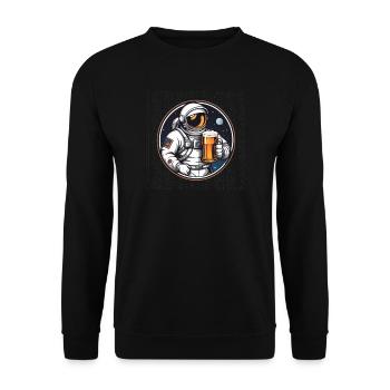 Astronaut with beer in space - Unisex Sweatshirt - black - Front - Alina (178cm) & Michal (187cm)
