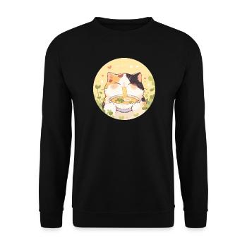 Cat eating Ramen - Unisex Sweatshirt - black - Front - Alina (178cm) & Michal (187cm)