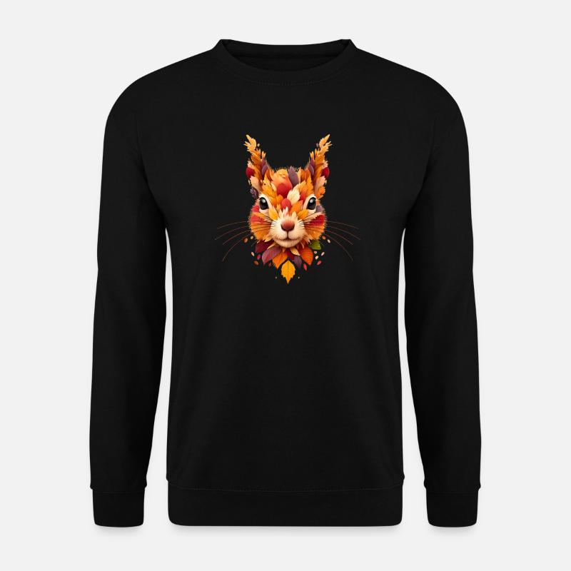 Squirrel, designed from different leaves - Unisex Sweatshirt - black