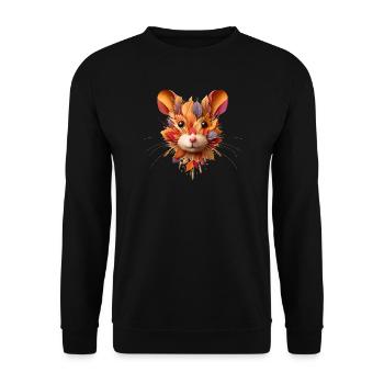 Feldhamster,gestaltet aus verschiedenen Blättern - Unisex Pullover - Schwarz - Vorne - Alina (178cm) & Michal (187cm)