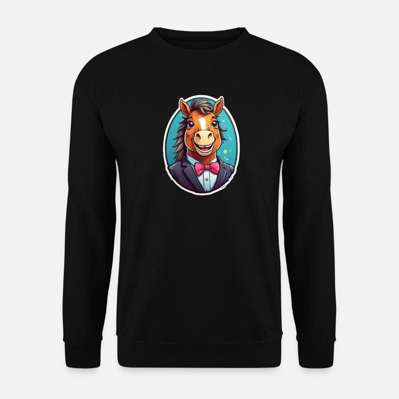 Elegantes Pferd im Anzug - Unisex Pullover - Schwarz