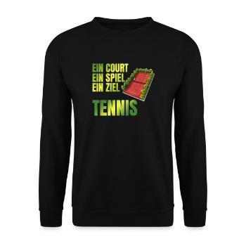 Ein Court - Ein Spiel - Ein Ziel - Tennis - Unisex Pullover - Schwarz - Vorne - Alina (178cm) & Michal (187cm)