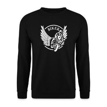 Winged Biker Circle Logo - Unisex Sweatshirt - black - Front - Alina (178cm) & Michal (187cm)