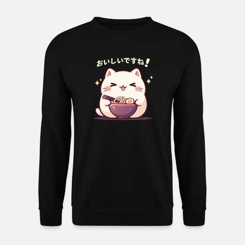 Cat eating Ramen - Unisex Sweatshirt - black