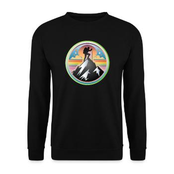 Mountains with a mountaineer on the summit - Unisex Sweatshirt - black - Front - Alina (178cm) & Michal (187cm)