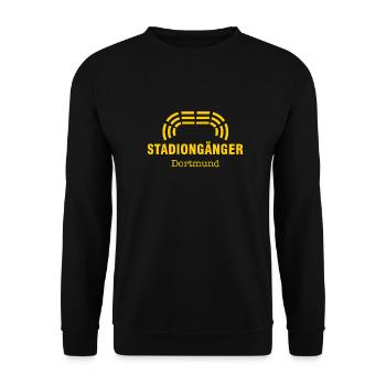 Dortmund Stadiongänger schwarz – Geschenk Fußball - Unisex Pullover - Schwarz - Vorne - Alina (178cm) & Michal (187cm)