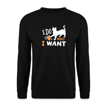 Katze Kätzchen Wortspiel - Unisex Pullover - Schwarz - Vorne - Alina (178cm) & Michal (187cm)