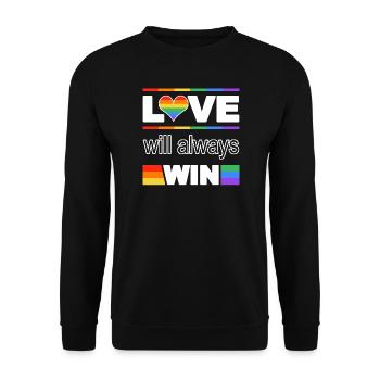 Liebe gewinnt Pride Herz - Unisex Pullover - Schwarz - Vorne - Alina (178cm) & Michal (187cm)