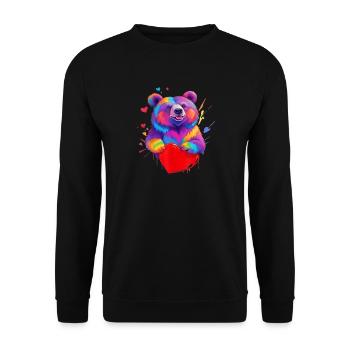 Colorful Grizzly Bear Heart - Unisex Sweatshirt - black - Front - Alina (178cm) & Michal (187cm)