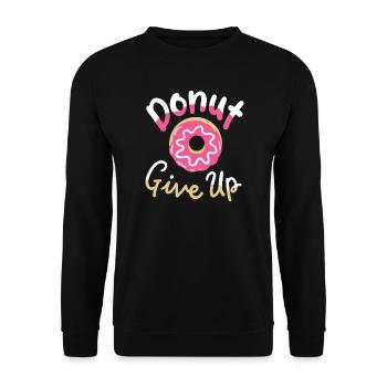 Donut Wortspiel motivierend - Unisex Pullover - Schwarz - Vorne - Alina (178cm) & Michal (187cm)