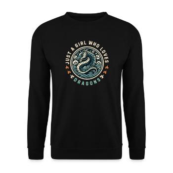 Nur ein Mädchen, das Drachen liebt - Unisex Pullover - Schwarz - Vorne - Alina (178cm) & Michal (187cm)