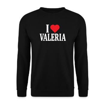 T-Shirt I love Valeria T-Shirt Geschenkidee - Unisex Pullover - Schwarz - Vorne - Alina (178cm) & Michal (187cm)