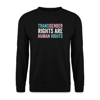 LGBTQ Pride Month - Transgender-Rechte sind menschlich R - Unisex Pullover - Schwarz - Vorne - Alina (178cm) & Michal (187cm)