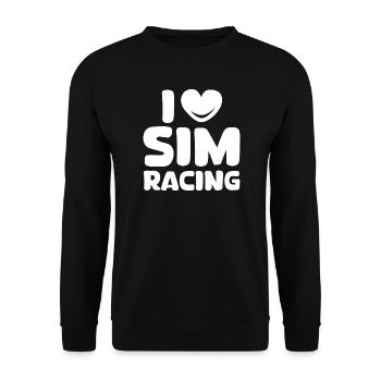i love simracing gaming Auto Herz Liebe Symbol - Unisex Pullover - Schwarz - Vorne - Alina (178cm) & Michal (187cm)