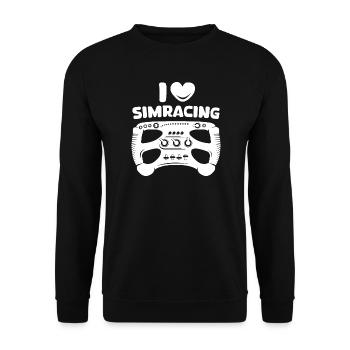 i love simracing gaming gamer racing Symbol Logo - Unisex Pullover - Schwarz - Vorne - Alina (178cm) & Michal (187cm)