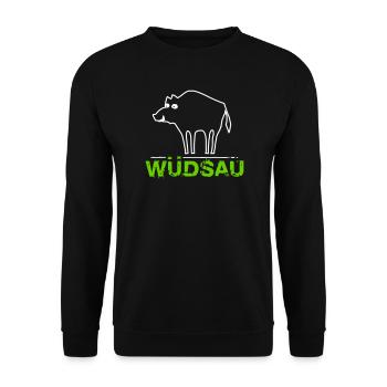 Wüdsau Österreich Dialekt Mundart Geschenk - Unisex Pullover - Schwarz - Vorne - Alina (178cm) & Michal (187cm)