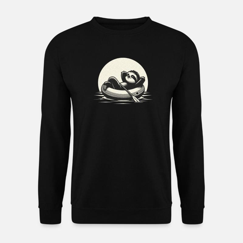 Faultier im Schlauchboot Vintage - Unisex Pullover - Schwarz