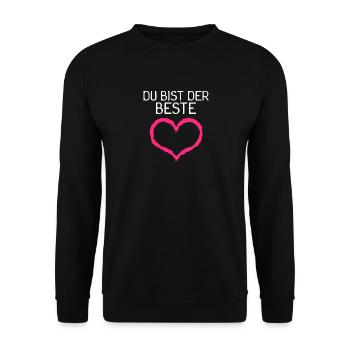 Du bist der Beste Herz Geschenk - Unisex Pullover - Schwarz - Vorne - Alina (178cm) & Michal (187cm)