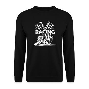 Symbole de course de moto Drapeau à damier Logo de piste de course - Sweat-shirt Unisexe - noir - Devant - Alina (178cm) & Michal (187cm)