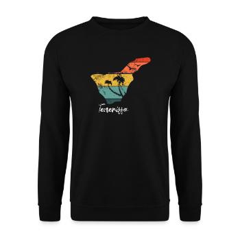 Teneriffa Karte Umriss Kanaren Urlaub vintage - Unisex Pullover - Schwarz - Vorne - Alina (178cm) & Michal (187cm)
