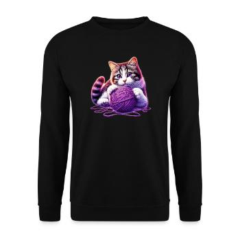 Cat plays with a ball of yarn - Unisex Sweatshirt - black - Front - Alina (178cm) & Michal (187cm)