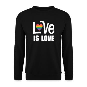 LGBTQ Pride Month - Liebe ist Liebe - Unisex Pullover - Schwarz - Vorne - Alina (178cm) & Michal (187cm)