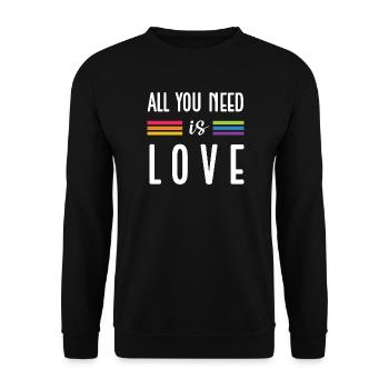 Mois de la fierté LGBTQ - Tout ce dont vous avez besoin, c’est de l’amour - Sweat-shirt Unisexe - noir - Devant - Alina (178cm) & Michal (187cm)