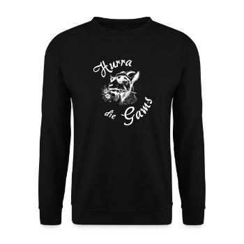 hurra die gams alm berg hüttengaudi party - Unisex Pullover - Schwarz - Vorne - Alina (178cm) & Michal (187cm)