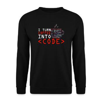 Programmers generate code from coffee - Unisex Sweatshirt - black - Front - Alina (178cm) & Michal (187cm)