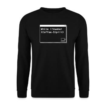 Programmers generate code from coffee - Unisex Sweatshirt - black - Front - Alina (178cm) & Michal (187cm)