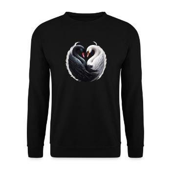 Des cygnes élégants formant un cœur ensemble. - Sweat-shirt Unisexe - noir - Devant - Alina (178cm) & Michal (187cm)