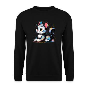 Cat - Unisex Sweatshirt - black - Front - Alina (178cm) & Michal (187cm)