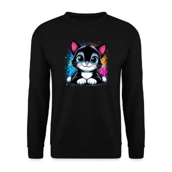 Cat - Unisex Sweatshirt - black - Front - Alina (178cm) & Michal (187cm)