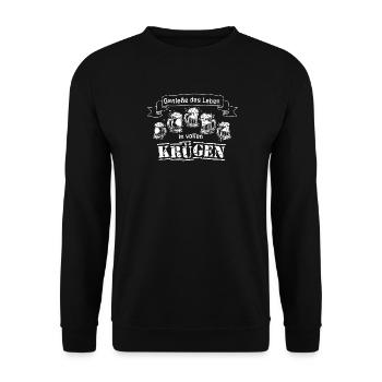 Profitez de la vie dans des chopes pleines de dictons de bière - Sweat-shirt Unisexe - noir - Devant - Alina (178cm) & Michal (187cm)