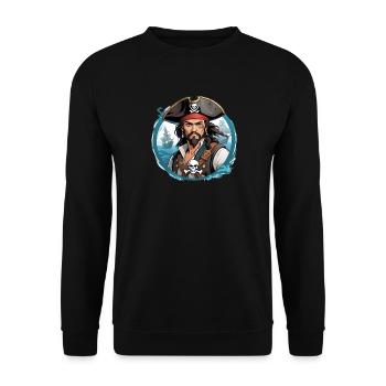Pirate Corsair Illustration - Sweat-shirt Unisexe - noir - Devant - Alina (178cm) & Michal (187cm)