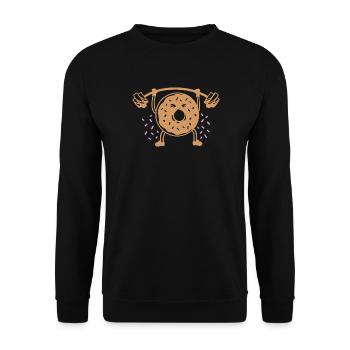 Donut Gewichte heben - Unisex Pullover - Schwarz - Vorne - Alina (178cm) & Michal (187cm)