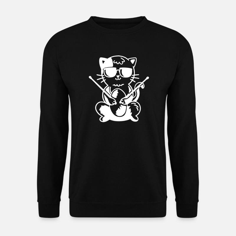 Schlagzeuger Katze - Unisex Pullover - Schwarz