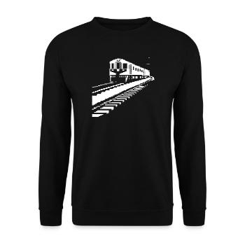 Eisenbahn Pixelkunst - Unisex Pullover - Schwarz - Vorne - Alina (178cm) & Michal (187cm)