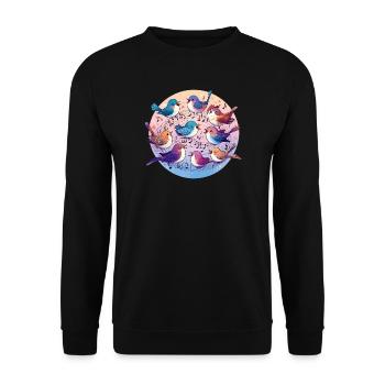 Les oiseaux chantent sur des partitions - Sweat-shirt Unisexe - noir - Devant - Alina (178cm) & Michal (187cm)