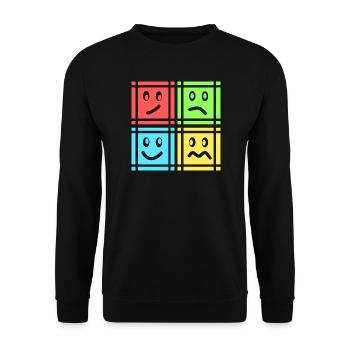 Geometrische Muster - Unisex Pullover - Schwarz - Vorne - Alina (178cm) & Michal (187cm)