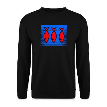 FISH. SARDINE. APRIL FOOL. SEA. OCEAN - Unisex Sweatshirt - black - Front - Alina (178cm) & Michal (187cm)