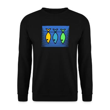 FISH. SARDINE. APRIL FOOLS. SEA. OCEAN - Unisex Sweatshirt - black - Front - Alina (178cm) & Michal (187cm)
