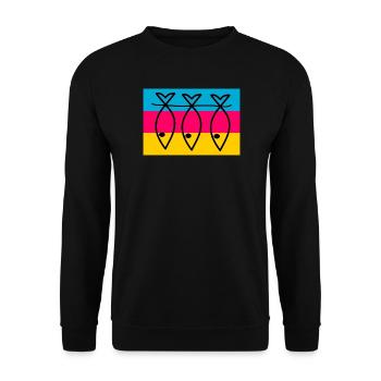 FISH. SARDINE. APRIL FOOLS. SEA. OCEAN - Unisex Sweatshirt - black - Front - Alina (178cm) & Michal (187cm)